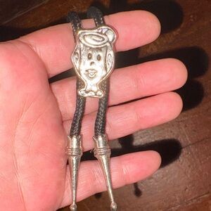 Hanna Barbera Wilma Flintstone Silver and Black Bolo Tie